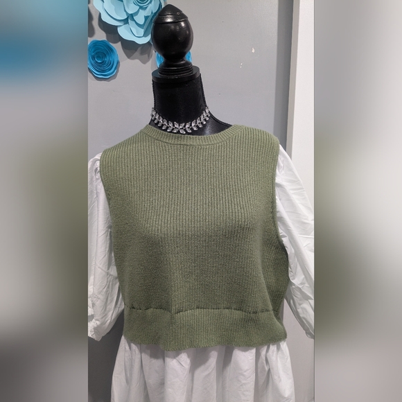 Eloquii Twofer Poplin Dress with Sweater - Picture 3 of 6